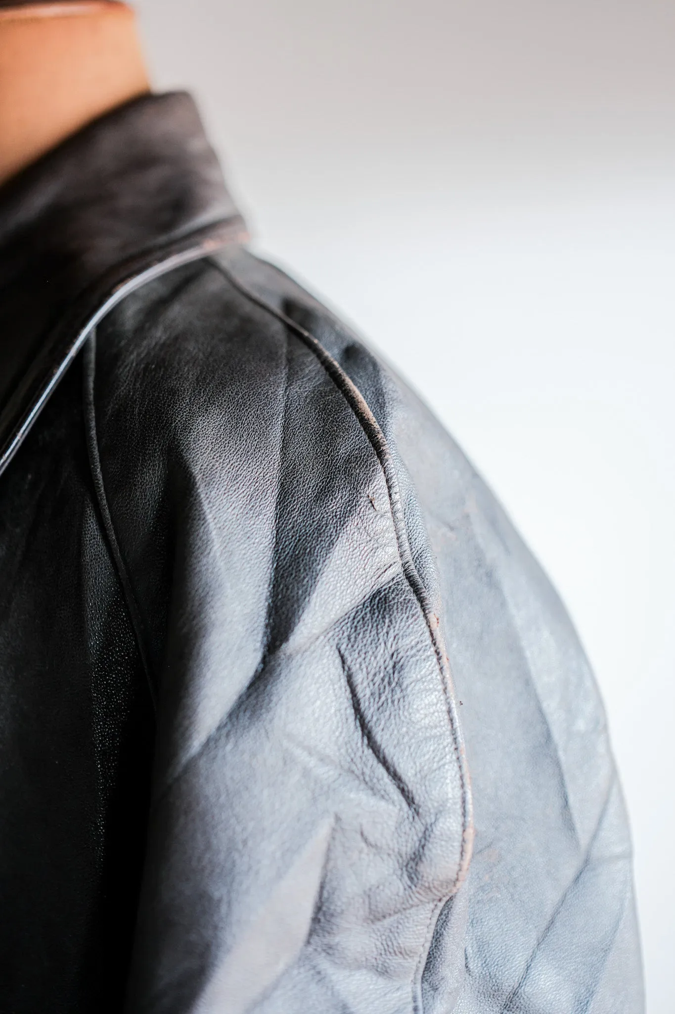[~ 50's] French vintage à double secteur du manteau en cuir de la taille.54 