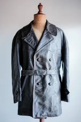 [~ 50's] French vintage à double secteur du manteau en cuir de la taille.54 Adolphe Lafont