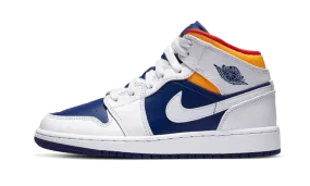 Air Jordan 1 Mid White Laser Orange Deep Royal Blue