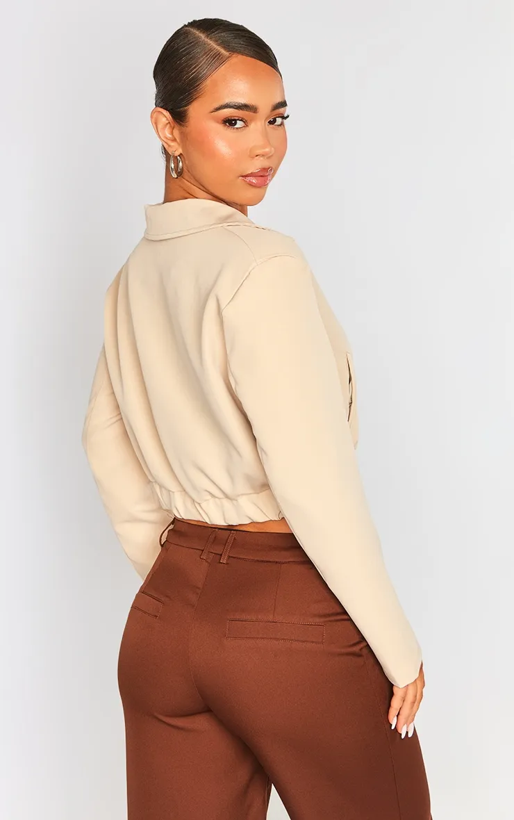 Bomber gris pierre tissé à taille élastique