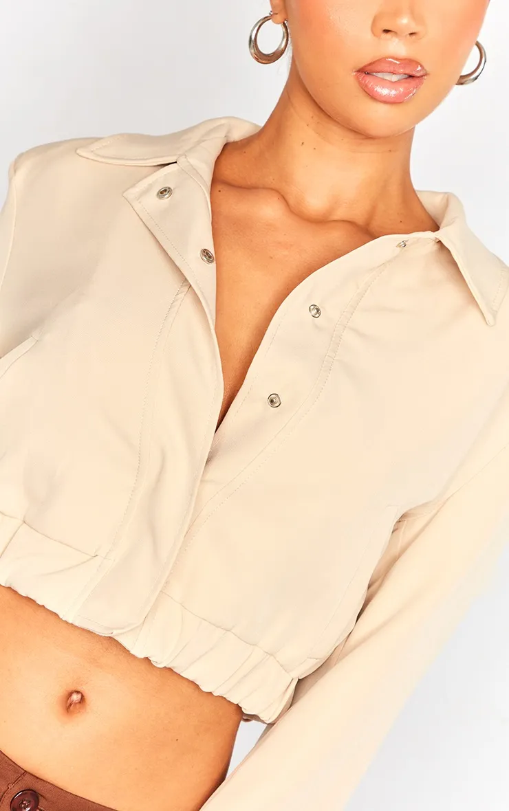 Bomber gris pierre tissé à taille élastique