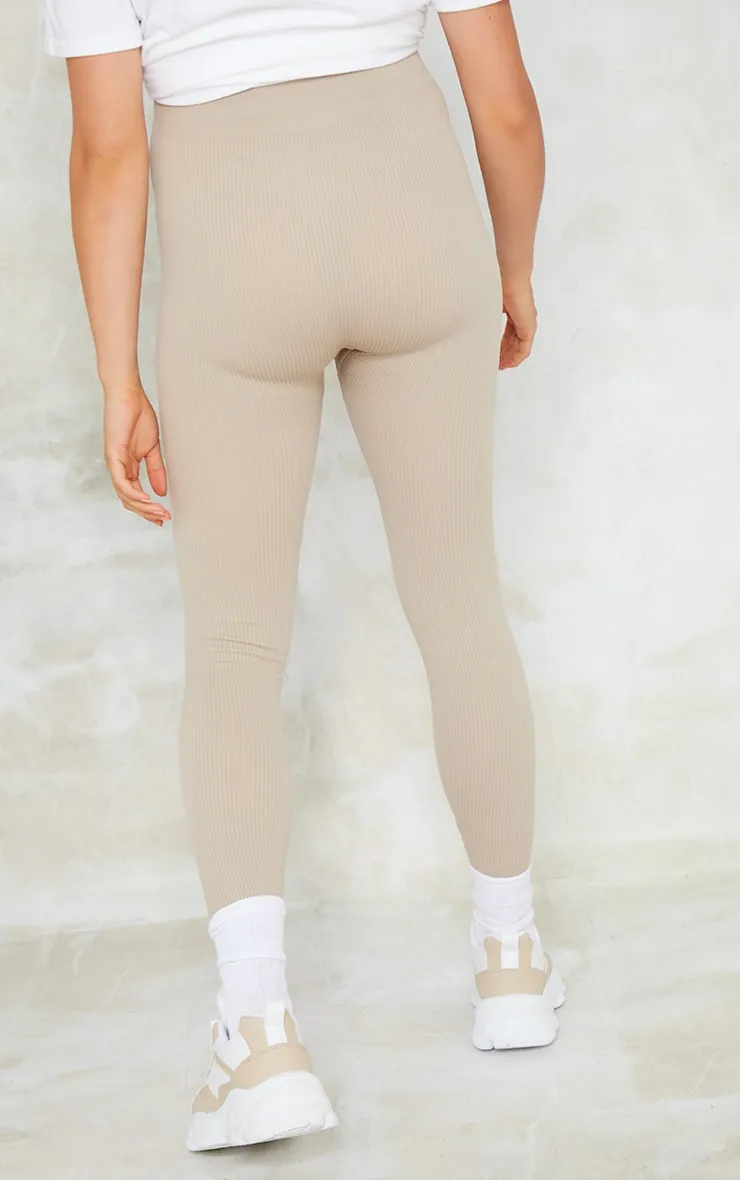 Maternité Legging de grossesse côtelé gris pierre détail contours