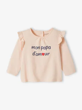 T-shirt à message bébé en coton biologique rose pâle - Vertbaudet