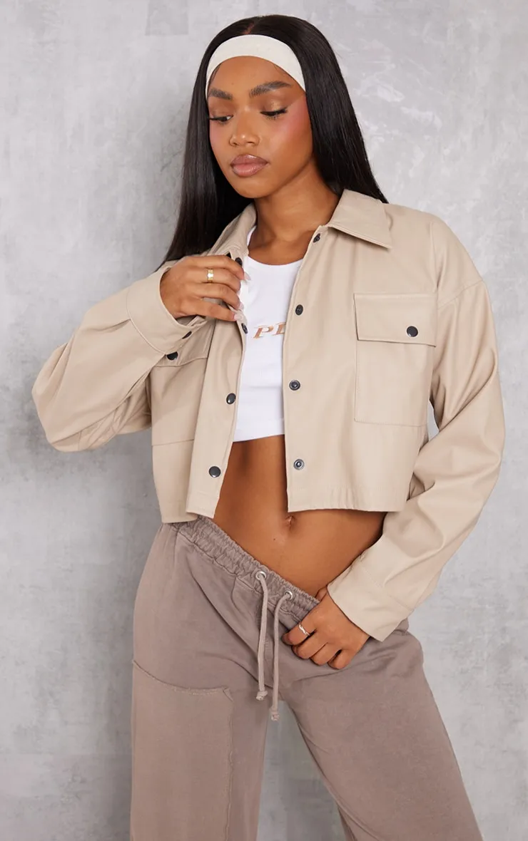 Veste courte basique  gris pierre à poches devant